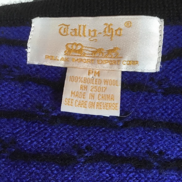 TALLY HO VTG Boiled Wool Fair Isle Nordic Sweater Grandmother - Picture 8 of 9